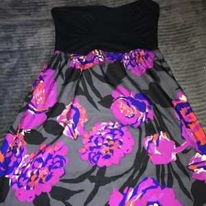 Strapless mini floral dress